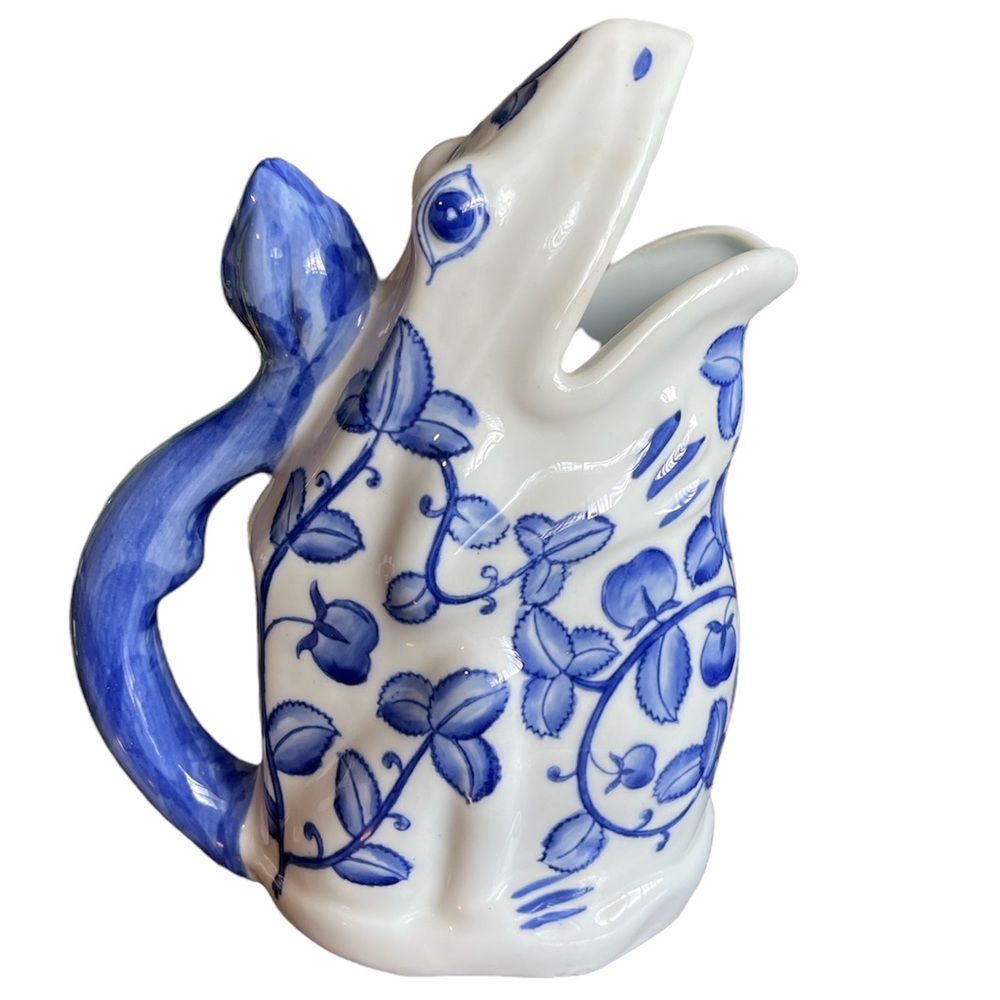 Vintage frog porcelain pitcher vase.